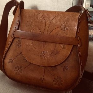 Vintage GENUINE Leather Handcrafted Saddle Bag